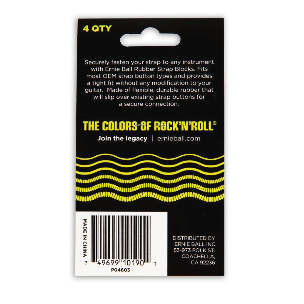 Ernie Ball EB-4603 Strap Blocks, Black & Red, 4 pc