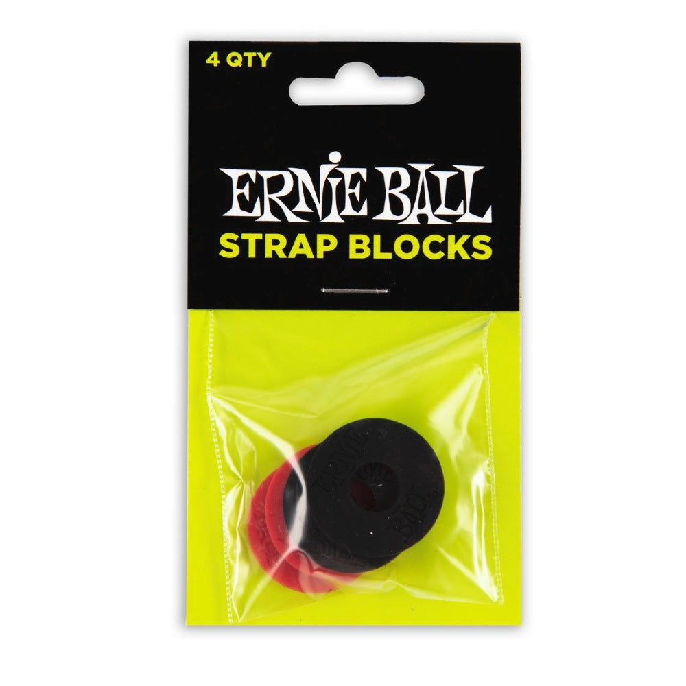 Ernie Ball EB-4603 Strap Blocks, Black & Red, 4 pc